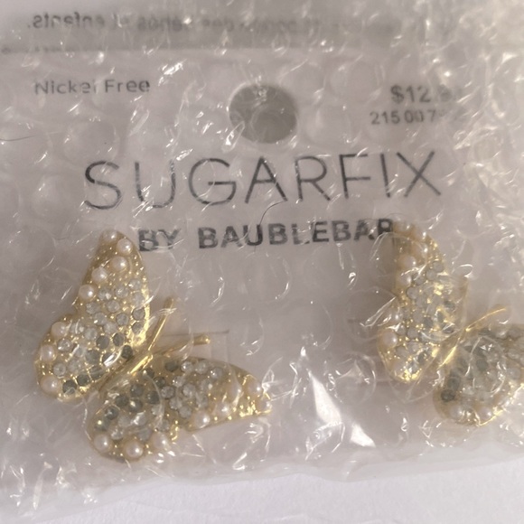 SUGARFIX by BaubleBar Crystal Wings Butterfly Stud Statement Earrings -Gold, NWT - Picture 7 of 8